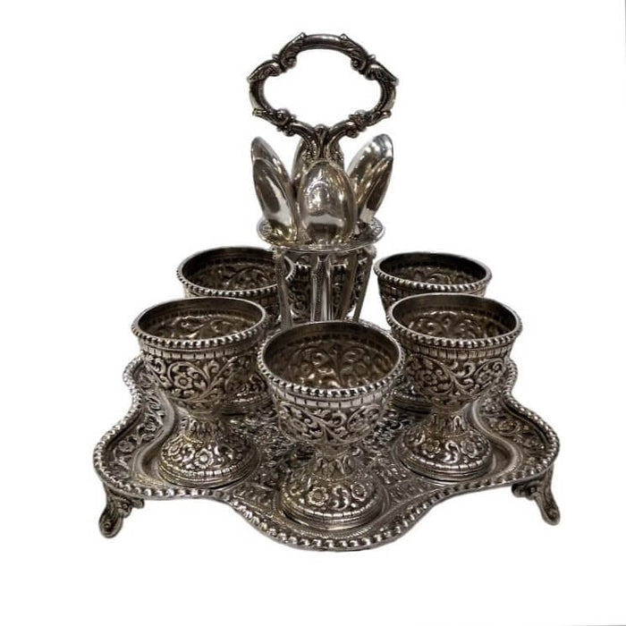 Antique Indian Silver Egg Cruet, For Six Persons, Kutch (cutch) – Circa 1900