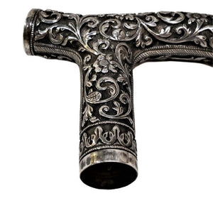 Antique Indian Silver Walking Cane Handle Oomersi Mawji Bhuj Kutch cutch India C 1880