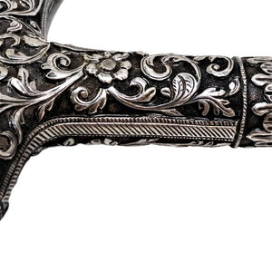 Antique Indian Silver Walking Cane Handle Oomersi Mawji Bhuj Kutch