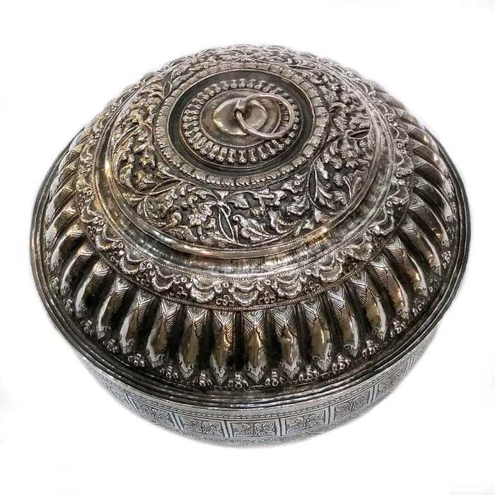 Antique Malay Silver Lidded Water Container, Malaysia – 19th Century