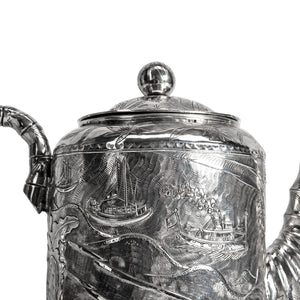 Antique Silver Chinese Coffee Pot Circa 1900