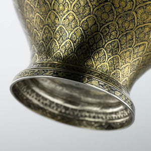 Antique Thai  Silver Gilt and Niello Betel Leaf Holder, Thailand Siam  -  Mid 19th Century