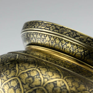 Antique Thai  Silver Gilt and Niello Betel Leaf Holder, Thailand Siam  -  Mid 19th Century