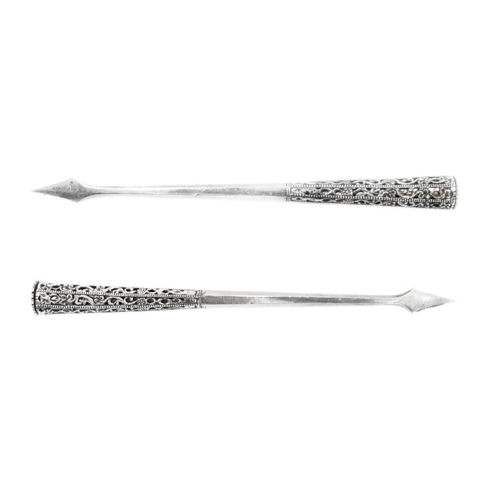 Antique Silver Hairpins (a Pair), Sri Lanka (ceylon) – 19th Century