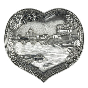 Antique Indian Silver Heart Shaped Dish, O.M Bhuj, Kutch, India - C. 1900