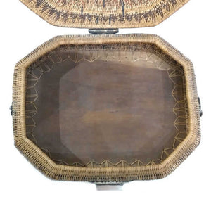 Antique-Sri-Lankan-Dowry-Basket-vel-pettiya-Silver-Mounts-Figural-Elephant