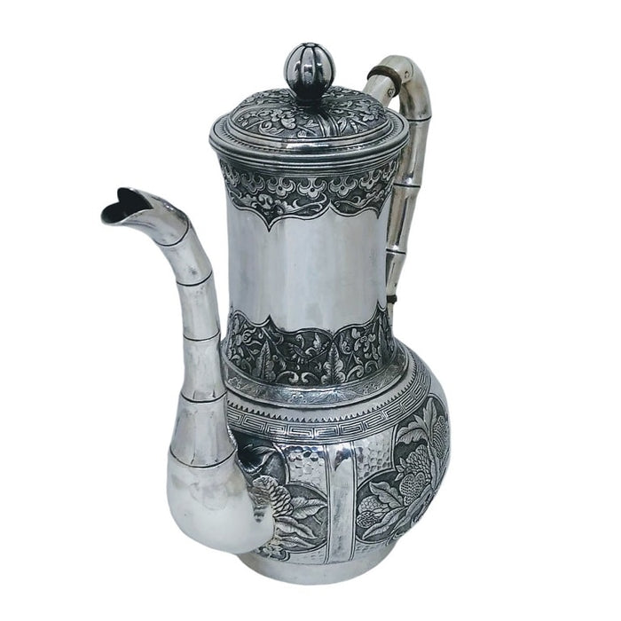 Antique Chinese Straits Silver Coffee Pot - Circa 1900