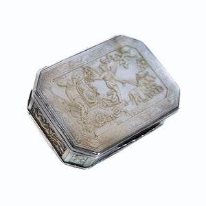 Antique Silver and Cantonese MOP Snuff Box - China, Qing Dynasty - Circa 1810