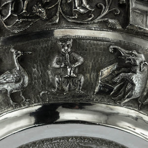 Unusual Indian Silver Bowl, Tutankhamun, Large Size, Signed, India – Circa 1925