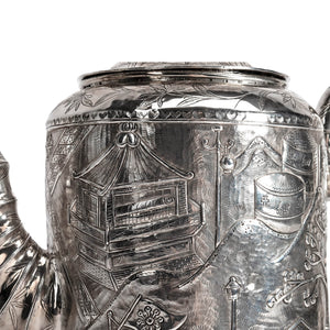 Chinese Antique Silver Coffee Pot Straits Circa 1900