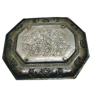 Circa 1740 Indian Antique Silver Tray Mughal India