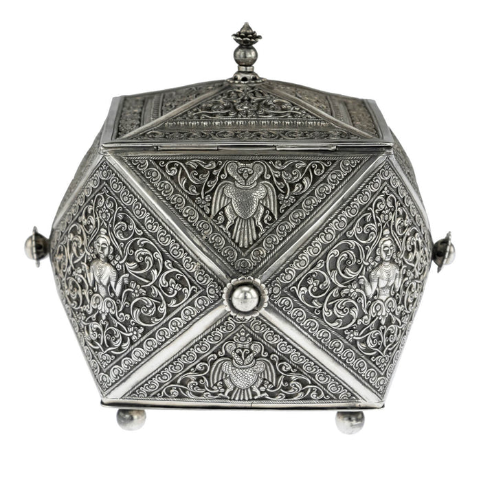 Antique Sri Lankan Silver Multi-Sided Box, Sri Lanka, Ceylon - Circa 1900