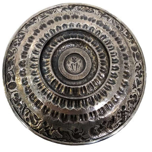 Decorative Antique Indian Silver Lotus Plate Northern India–Early 20th Century