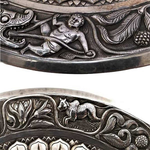 Decorative Indian Antique Silver Lotus Plate Northern India–Early 20th Century