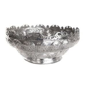 Antique Malay Silver Bowl, Pierced Rim Malaysia – Circa 1900