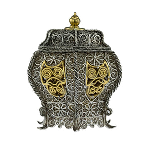 Antique Sumatran Silver Parcel Gilt Betel Container, Indonesia - 18th Century