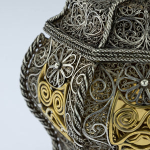 Antique Sumatran Silver Parcel Gilt Betel Container, Indonesia - 18th Century