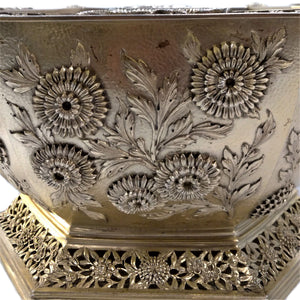 English Antique Silver Gilt Bowl Hexagonal London England 1910
