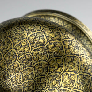 Antique Thai  Silver Gilt and Niello Betel Leaf Holder, Thailand Siam  -  Mid 19th Century