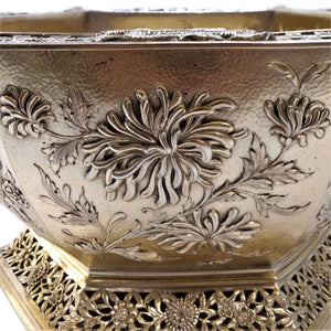 Gilt Bowl Antique Silver Hexagonal In The Oriental Style London England 1910