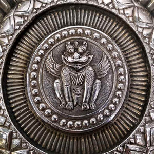 Indian Antique Silver Lotus Plate Decorative Northern India–Early 20th Century