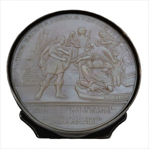 Antique Silver & M.o.p. Snuff Box, V.o.c., Willem Van Imhoff, Medallist Holtzhey, Batavia Or Holland – 1742