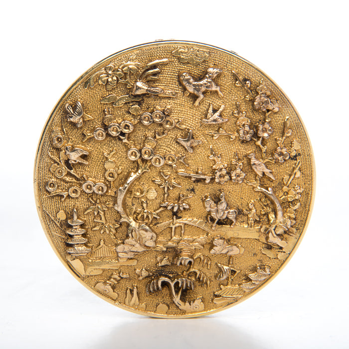 Antique Chinese Gilded Copper, Circular Lidded Table Box, China – Late 17th Century