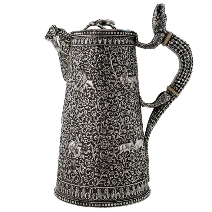 Antique Indian Silver Water Jug, Crocodile Handle, Kutch (cutch) India – Circa 1880