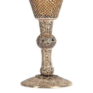 Pair of Chinese Silver Gilt Filigree Goblets