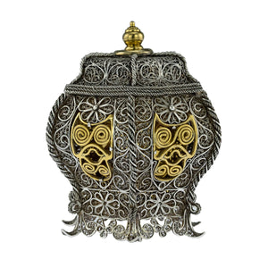 Antique Sumatran Silver Parcel Gilt Betel Container, Indonesia - 18th Century