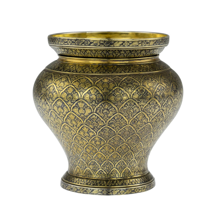 Antique Thai  Silver Gilt and Niello Betel Leaf Holder, Thailand Siam  -  Mid 19th Century