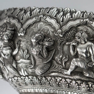 Woman Holding Basket Burmese Silver Relief