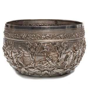 Antique Burmese Silver Bowl, Important, Large Size, Maung Shwe Yon, Rangoon (yangon), Burma (myanmar) – Circa 1885