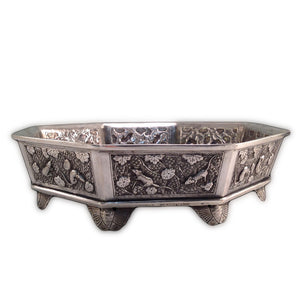 Antique Chinese Silver Octagonal Dish, Bats China – 19th Century/qing Dynasty