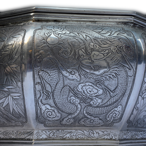 Antique Chinese Silver Octagonal Betel Box, Chinese Straits – Late 19th Century