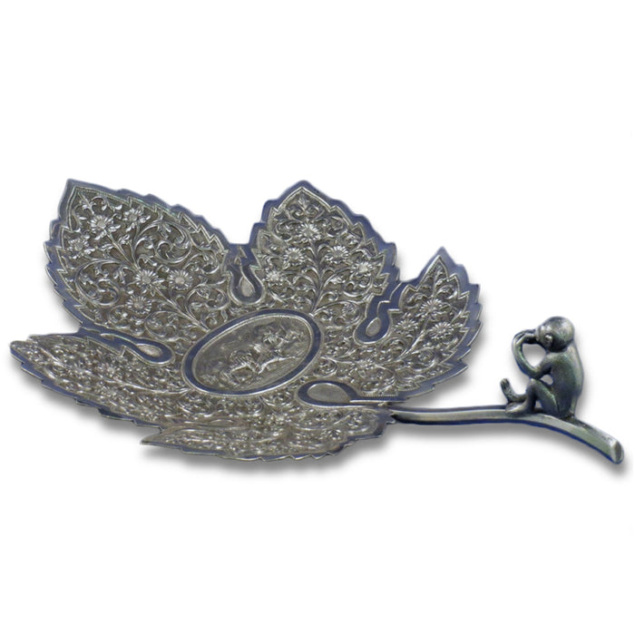 Antique Indian Silver Leaf Dish, Kutch, India – Late 19th Century