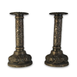 Antique Indian Silver Candlesticks, A Pair, Lucknow – 1890