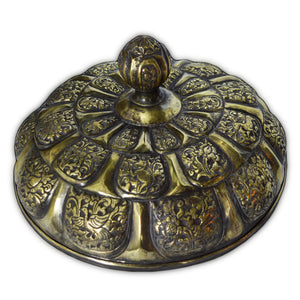 Antique Malay Lidded Pedestal Bowl, Brass, Large Size, Malaysia – Circa 1900