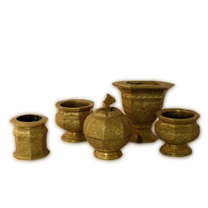 Antique Indonesian Betel Nut Set (tepak Sireh), Brass, East Java, Indonesia – Circa 1900