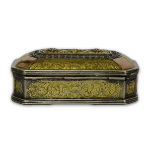 Antique Malay Silver, Silver-gilt & Gold Tobacco Box, Kinta, Lower Perak, Malaysia – 19th Century