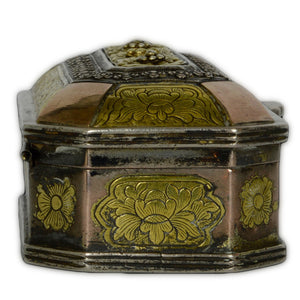 Antique Malay Silver, Silver-gilt & Gold Tobacco Box, Kinta, Lower Perak, Malaysia – 19th Century