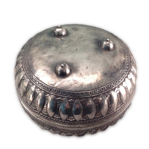 Antique Malay Silver Lidded Betel Container, Circular, Malaysia – 19th Century