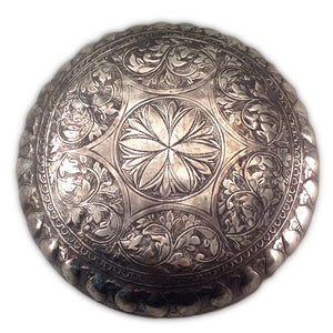 Antique Malay Silver Lidded Betel Container, Circular, Malaysia – 19th Century