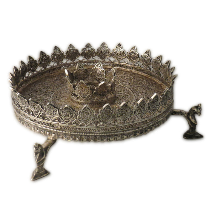 Antique Indian Silver Filigree Candle Holder, Karimnagar, Deccan, India – 18th Century