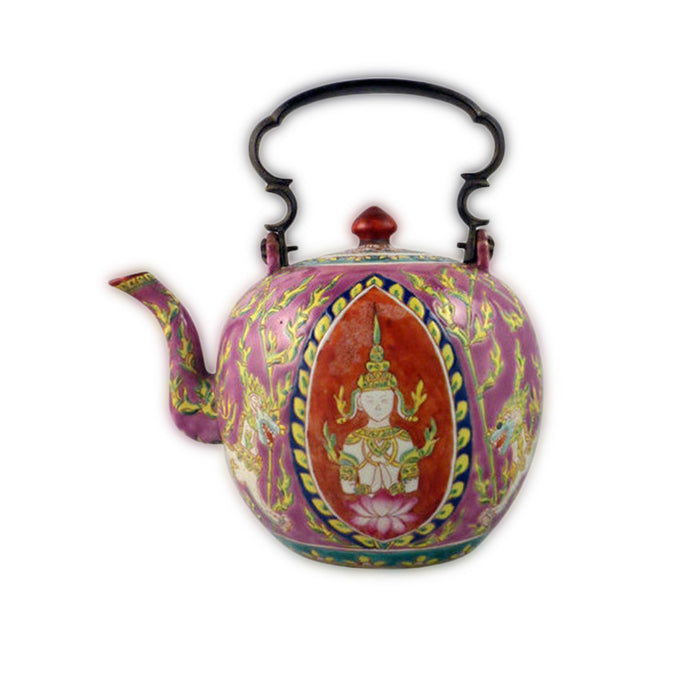 Antique Bencharong (benjarong) Enameled Porcelain Teapot, South China – 19th Century