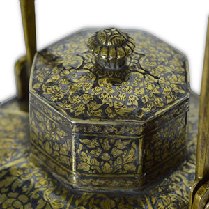 Antique Thai Silver-gilt Niello Octagonal Teapot, Thailand (siam) – 19th Century