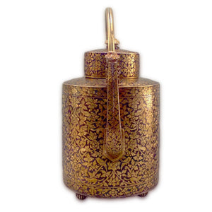 Antique Thai Silver-gilt Niello Cylindrical Teapot, Thailand (siam) – Late 19th Century