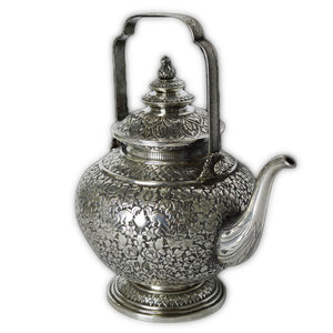 Antique Thai Silver Teapot And Stand, Thailand (siam) – 19th Century